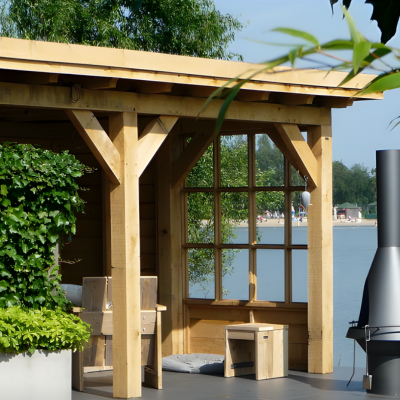 Eiken tuinhuis aan het water