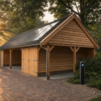 Douglas garage met zonnepanelen