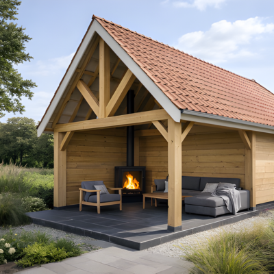 Eiken buitenverblijf met pannendak