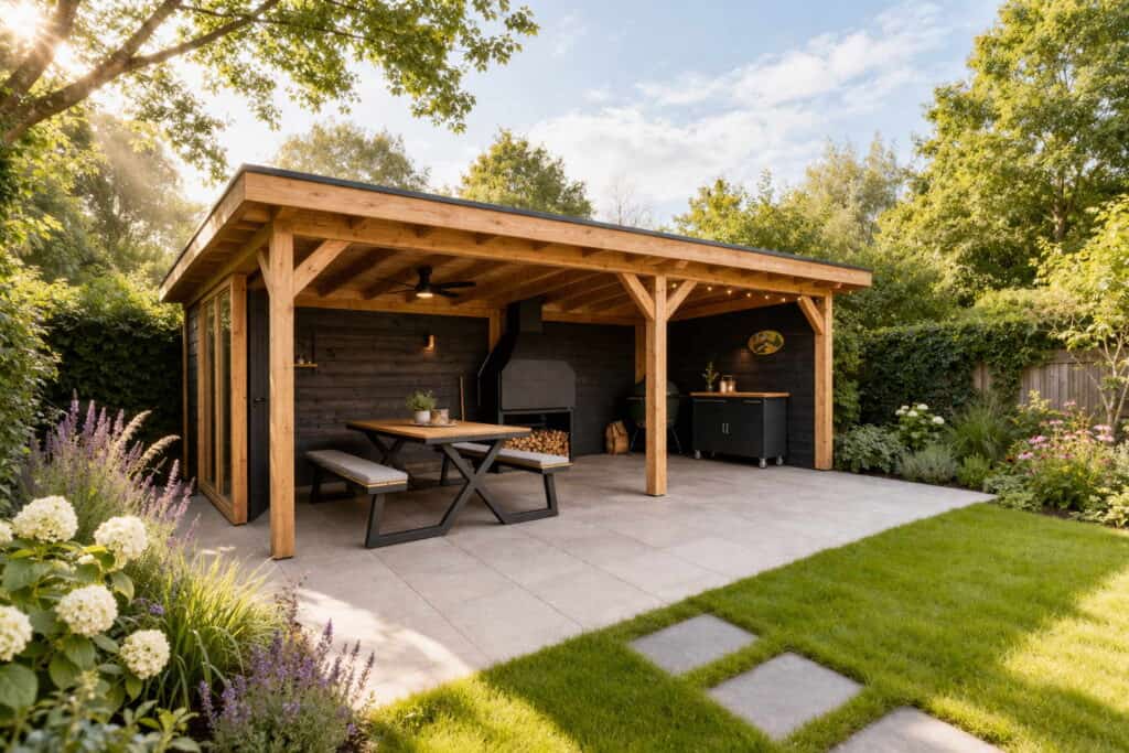 Terrasoverkapping met Zuid-Afrikaanse braai