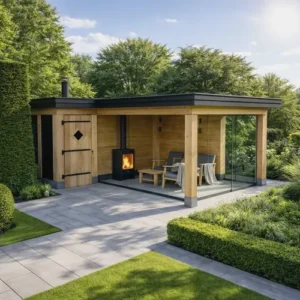 eiken tuinkamer met haardje