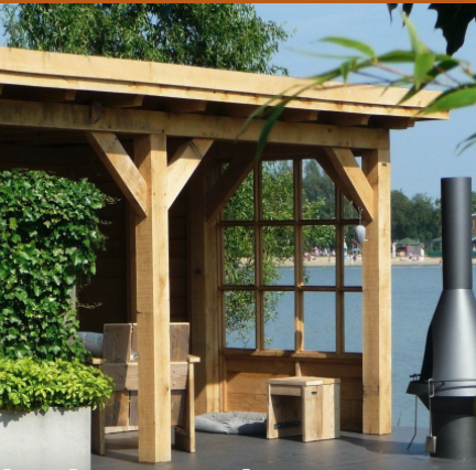 Eiken tuinhuis aan het water Eiken tuinhuis aan het water